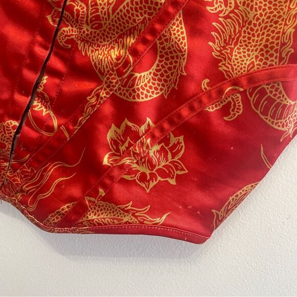Motel Elci Corset Top XL In Dragon Flower Red Gold Crop Top - Picture 5 of 10